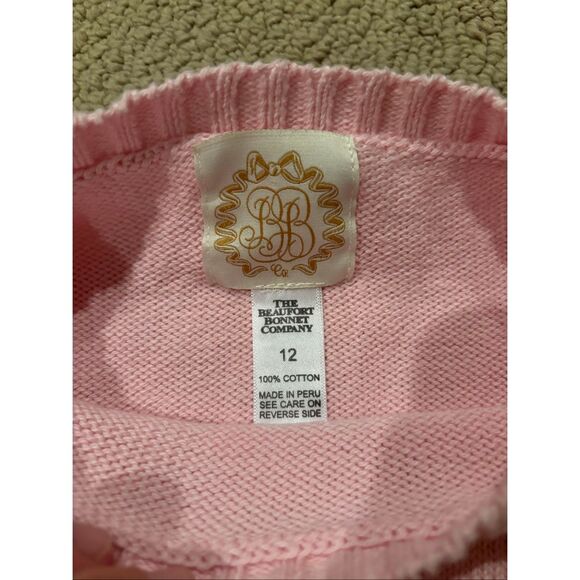 The Beaufort Bonnet Company Isabelle's Intarsia Sweater in Palm Beach Pink with - Picture 3 of 3